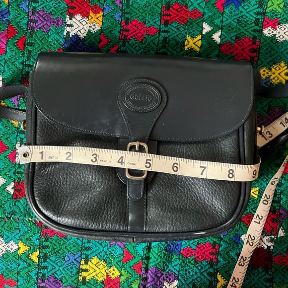 Vintage Del Rio Black Genuine Leather Saddle Crossbody Shoulder Bag - Picture 5 of 16